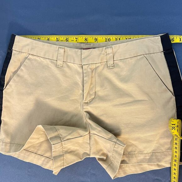 Merona Womens Khaki‎ Shorts with Black Side Stripe Size 6 3.5" inseam Pre-owned - Picture 9 of 9